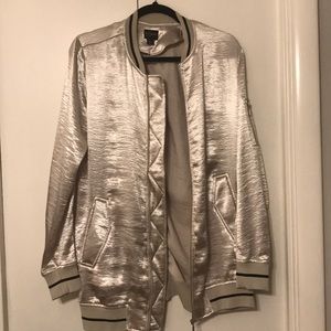 Extra long metallic coat by free press